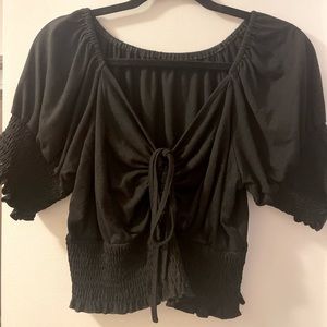 Black Shirred Crop Top (XL)